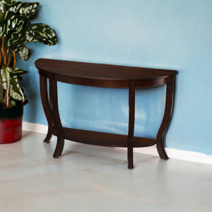 Homeroots 48" Brown Half Circle Console Table With Storage   402434