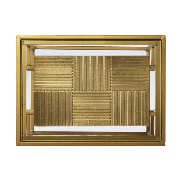 HomeRoots 24" Stylish Brass and Glass End Table with Two Shelves for Modern Living Room and Bedroom Decor 402437