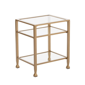 Homeroots 24" Gold Glass And Iron Rectangular End Table With Two Shelves   402440