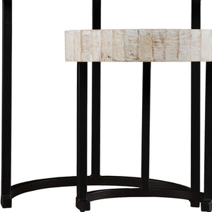 Homeroots Set Of Two 21" White Solid Wood And Iron Round Nested Tables   402447