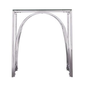 HomeRoots 22" Chrome Glass and Iron Square End Table - Modern, Stylish Accent for Living Room or Bedroom Spaces 402448