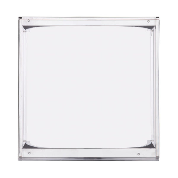 HomeRoots 22" Chrome Glass and Iron Square End Table - Modern, Stylish Accent for Living Room or Bedroom Spaces 402448
