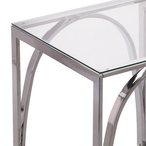 HomeRoots 22" Chrome Glass and Iron Square End Table - Modern, Stylish Accent for Living Room or Bedroom Spaces 402448
