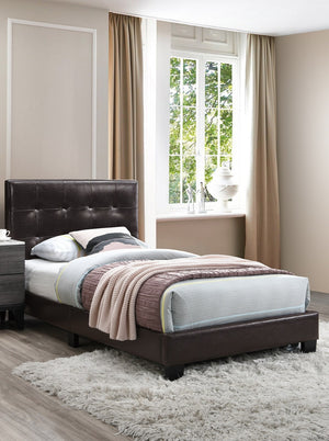 English Elm 1pc Twin Platform Bed Faux Leather Upholstered Frame Adjustable Headboard Modern B011P414677