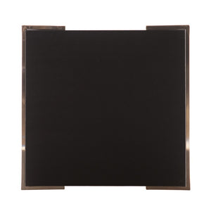 HomeRoots 24" Modern Black Geometric Metal End Table with Faux Shagreen Top - Versatile Accent for Any Room 402452