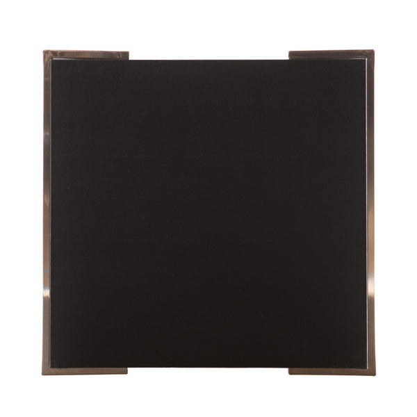 HomeRoots 24" Modern Black Geometric Metal End Table with Faux Shagreen Top - Versatile Accent for Any Room 402452