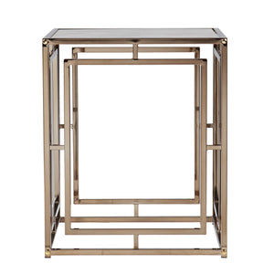 Homeroots 23" Champagne Glass And Iron Square End Table   402454