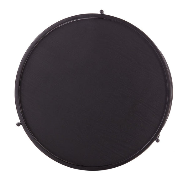 HomeRoots 24" Black Round End Table - Stylish Two-Tier Design with Shelf for Living Room, Bedroom & Entryway 402457