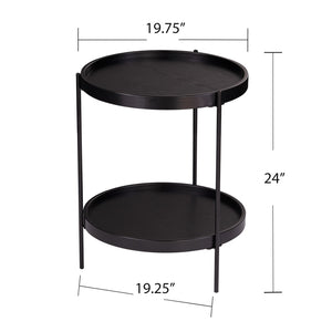 HomeRoots 24" Black Round End Table - Stylish Two-Tier Design with Shelf for Living Room, Bedroom & Entryway 402457