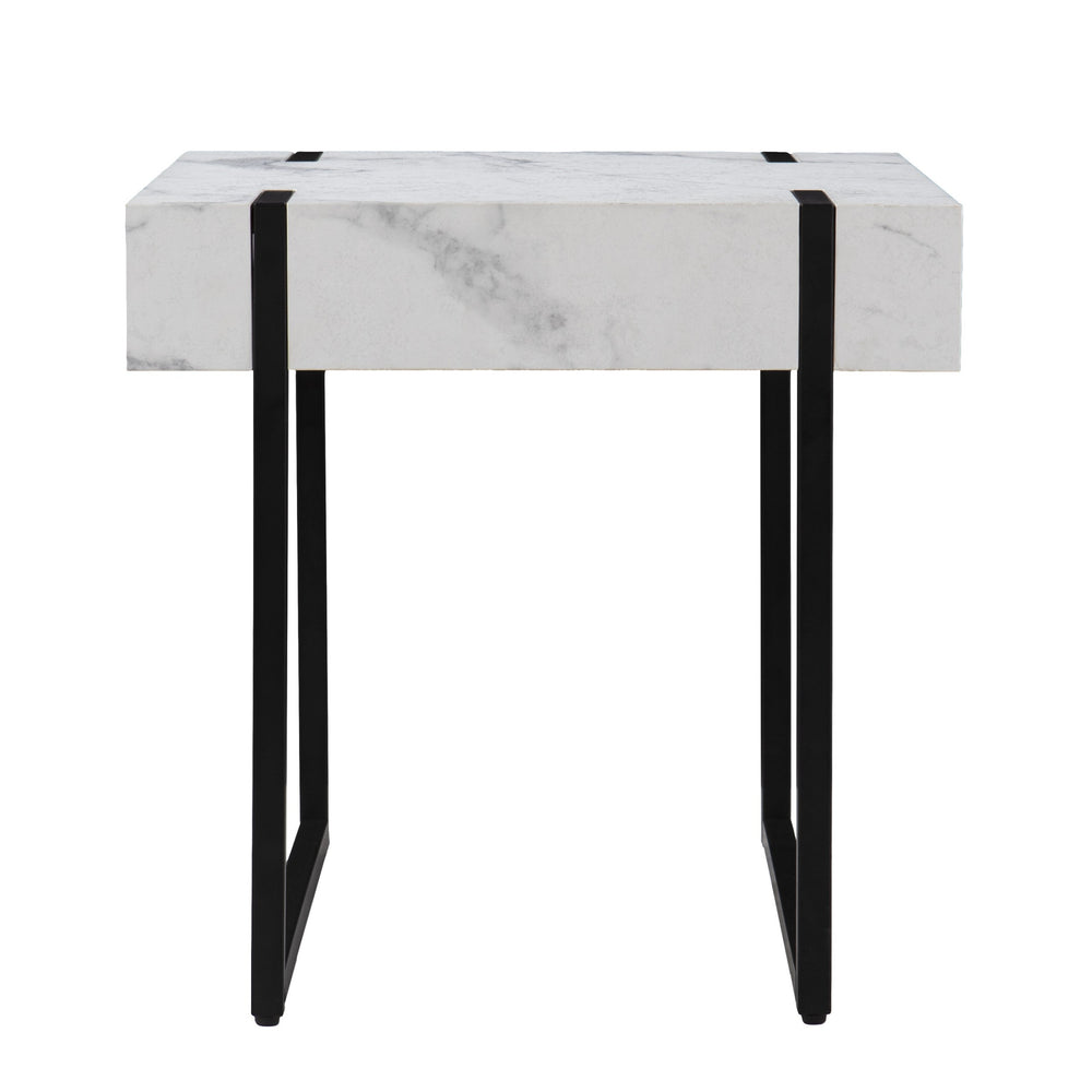 Homeroots 20" White Manufactured Wood And Iron Square End Table   402460