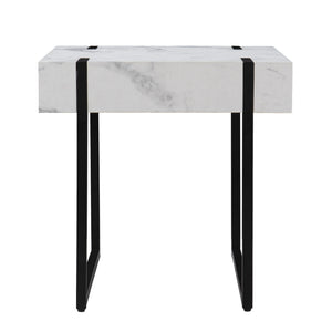 Homeroots 20" White Manufactured Wood And Iron Square End Table   402460