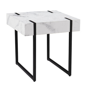 Homeroots 20" White Manufactured Wood And Iron Square End Table   402460