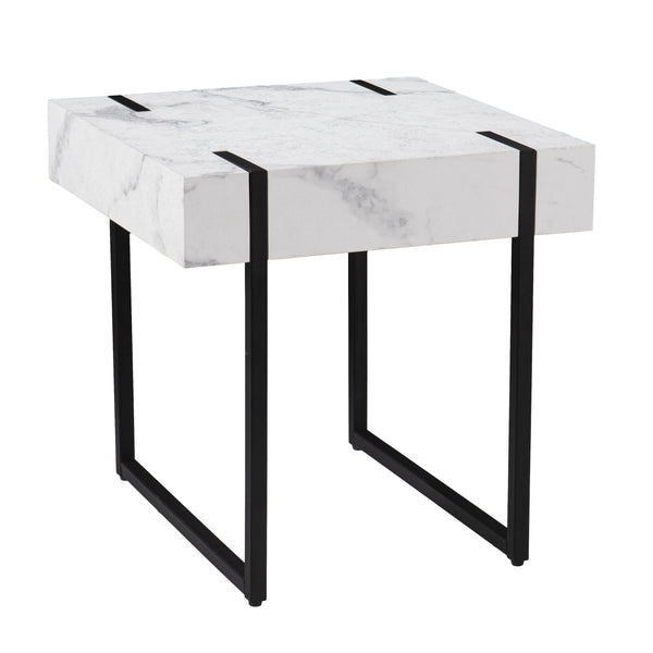 Homeroots 20" White Manufactured Wood And Iron Square End Table   402460