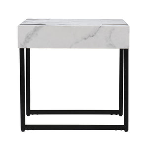 Homeroots 20" White Manufactured Wood And Iron Square End Table   402460