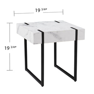 Homeroots 20" White Manufactured Wood And Iron Square End Table   402460
