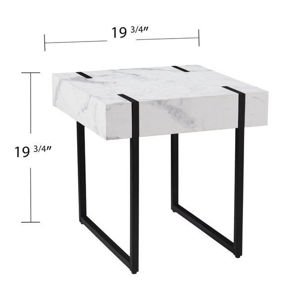 Homeroots 20" White Manufactured Wood And Iron Square End Table   402460