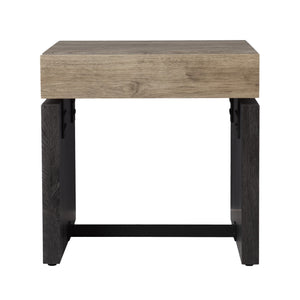 Homeroots 20" Natural Wood Manufactured Wood And Iron Square End Table   402461