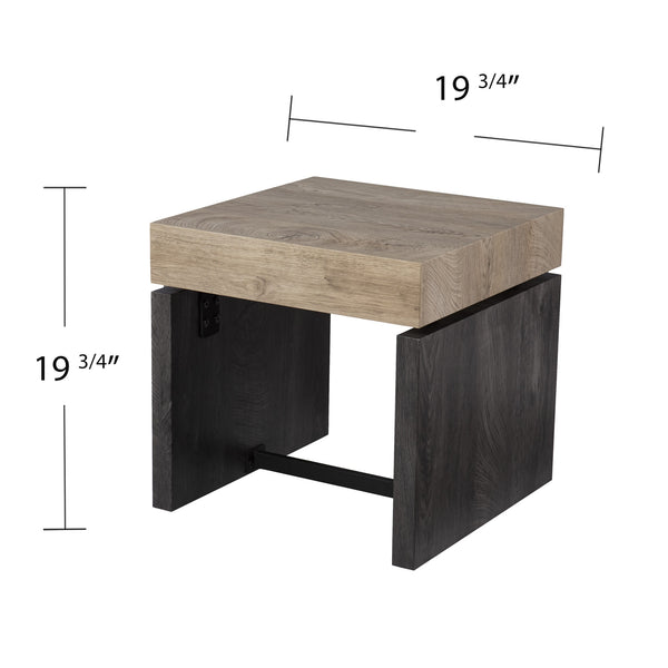 Homeroots 20" Natural Wood Manufactured Wood And Iron Square End Table   402461