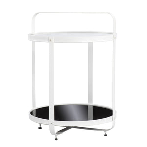 Homeroots 27" White Glass And Iron Round End Table With Shelf   402462