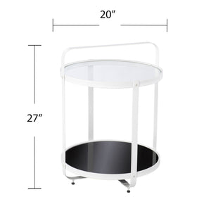 Homeroots 27" White Glass And Iron Round End Table With Shelf   402462
