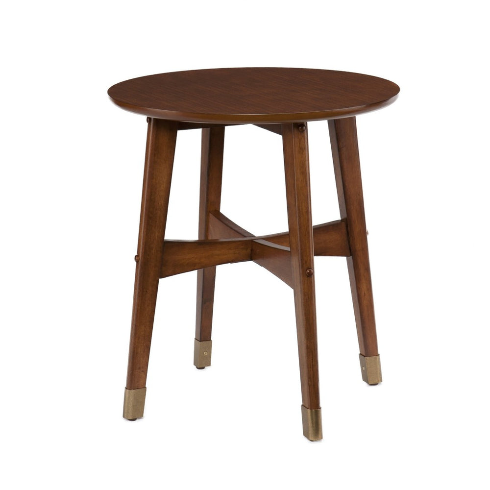HomeRoots 23" Rustic Brown Solid Wood End Table with Iron Base – Versatile Accent for Living Spaces & Décor 402464