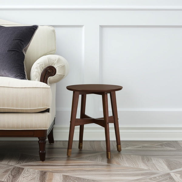 HomeRoots 23" Rustic Brown Solid Wood End Table with Iron Base – Versatile Accent for Living Spaces & Décor 402464