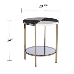 Homeroots 24" Black Manufactured Wood And Iron Round End Table With Two Shelves   402466