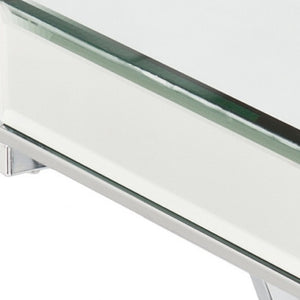 HomeRoots 22" Silver Mirrored Glass Square End Table – Chic Beveled Top, Sturdy Design for Modern Spaces 402467