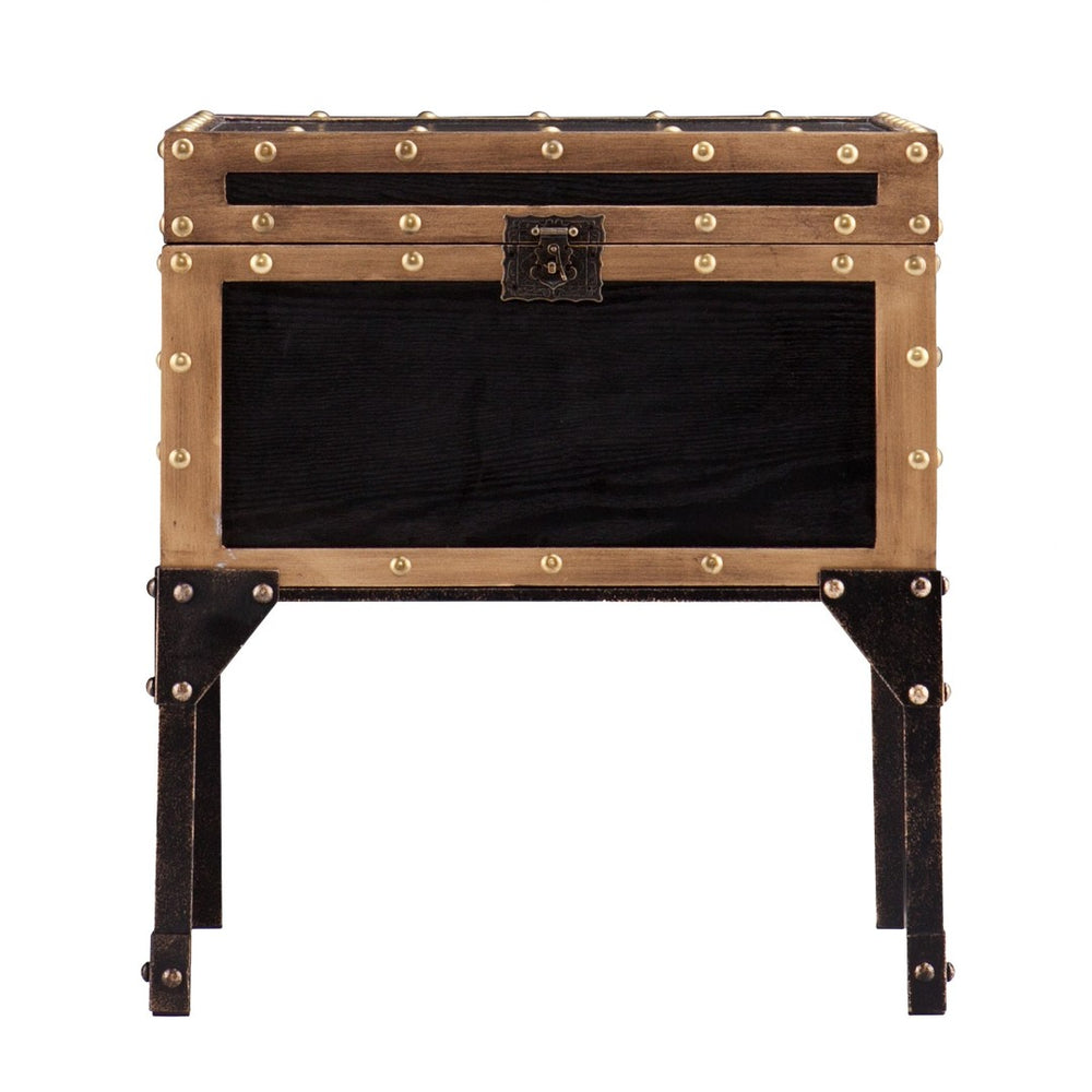 HomeRoots 23" Vintage-Inspired Black Wood and Iron Square End Table - Stylish Accent for Small Spaces 402471
