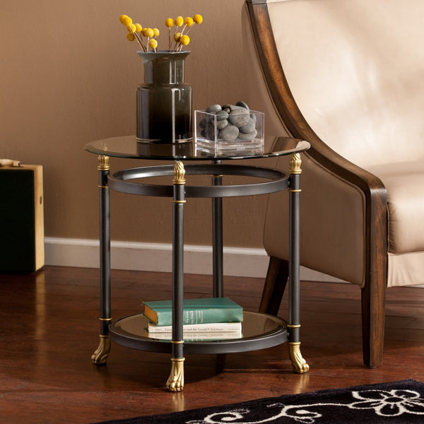 Homeroots 21" Gray Glass Round End Table   402473