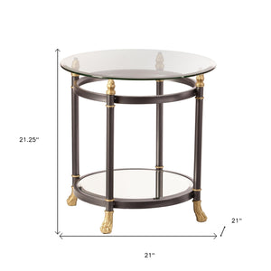Homeroots 21" Gray Glass Round End Table   402473