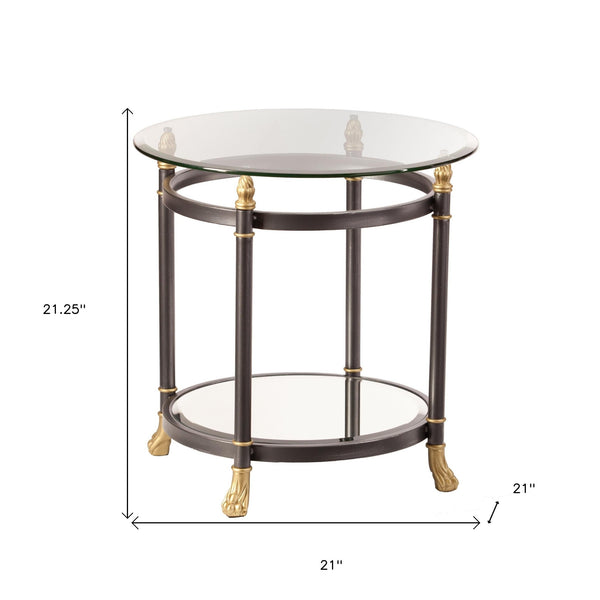 Homeroots 21" Gray Glass Round End Table   402473