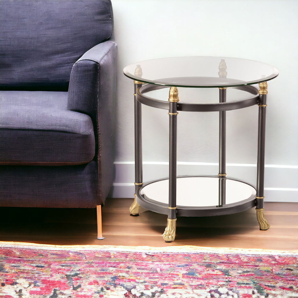 Homeroots 21" Gray Glass Round End Table   402473