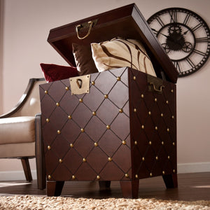 HomeRoots 24" Brown Manufactured Wood Square End Table with Hidden Storage & Decorative Details for Versatile Use 402474