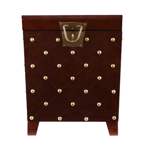 HomeRoots 24" Brown Manufactured Wood Square End Table with Hidden Storage & Decorative Details for Versatile Use 402474