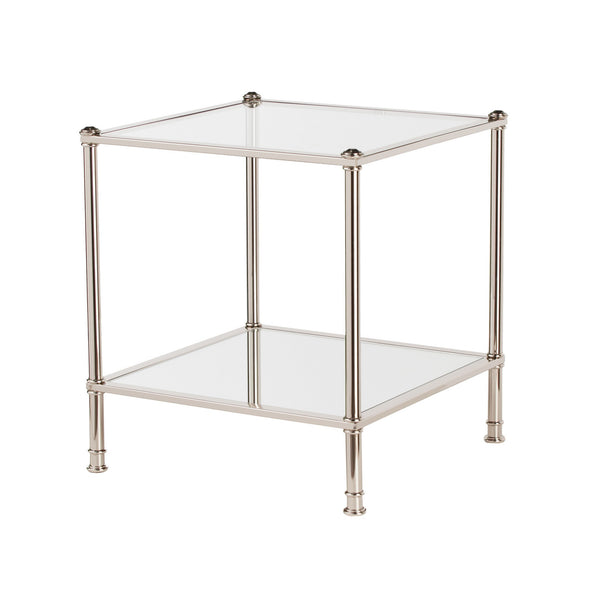 Homeroots 24" Silver Glass And Iron Square Mirrored End Table   402476