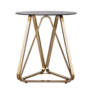 Homeroots 24" Champagne Glass And Iron Round End Table   402480