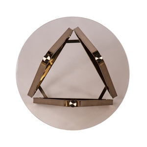 Homeroots 24" Champagne Glass And Iron Round End Table   402480