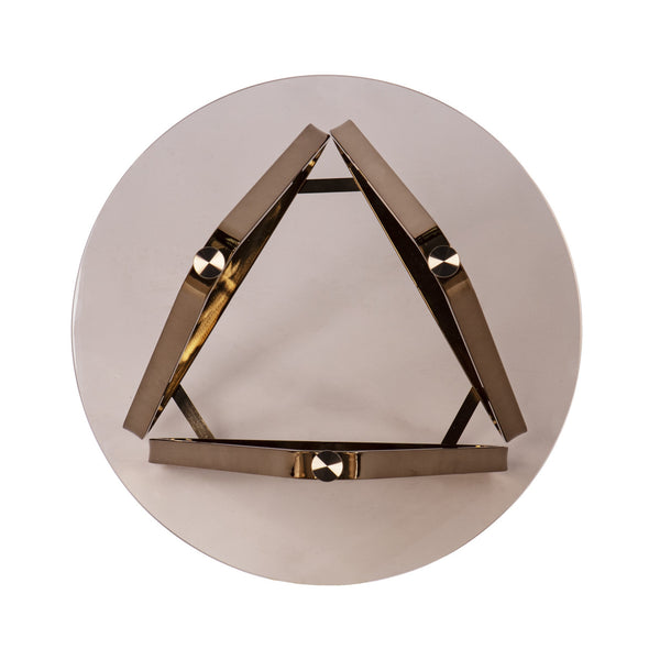 Homeroots 24" Champagne Glass And Iron Round End Table   402480