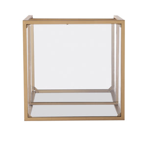 HomeRoots 24" Gold Mirrored Glass End Table with Open Shelf - Modern Glamorous Design for Living Spaces 402483