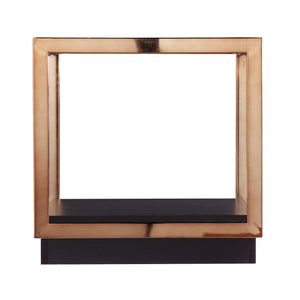 Homeroots 22" Champagne Glass And Iron Square End Table With Shelf   402484