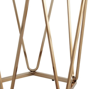 HomeRoots 23" Champagne Round End Table - Chic Art Deco-Inspired Design for Small Spaces & Modern Living 402486