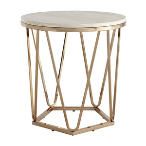 HomeRoots 23" Champagne Round End Table - Chic Art Deco-Inspired Design for Small Spaces & Modern Living 402486