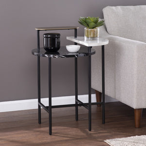 Homeroots 28" Black Manufactured Wood And Iron Free Form End Table With Shelf   402489