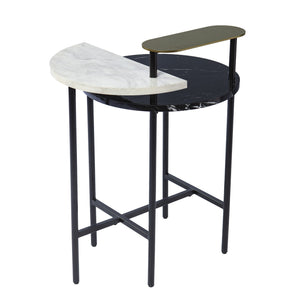Homeroots 28" Black Manufactured Wood And Iron Free Form End Table With Shelf   402489