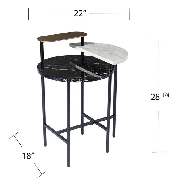 Homeroots 28" Black Manufactured Wood And Iron Free Form End Table With Shelf   402489