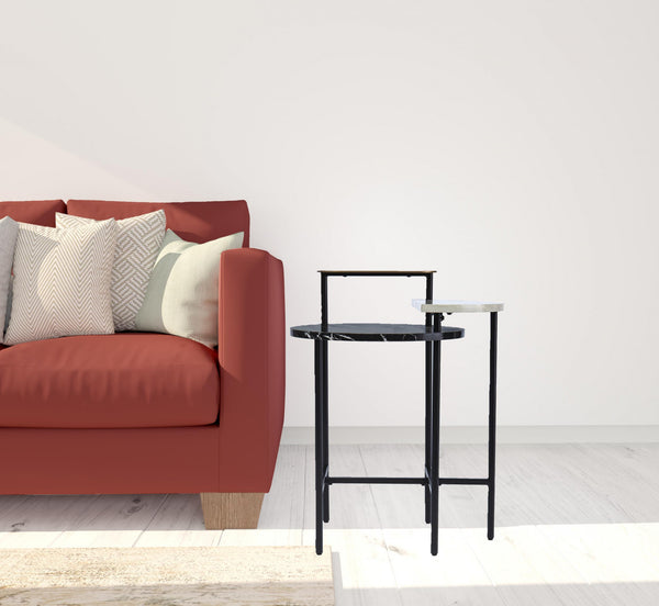 Homeroots 28" Black Manufactured Wood And Iron Free Form End Table With Shelf   402489