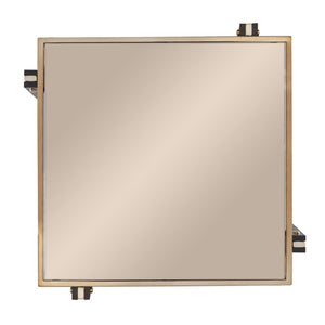 HomeRoots 24" Chic Champagne Glass End Table with Mirrored Surface & Shelf for Modern Living Spaces 402492