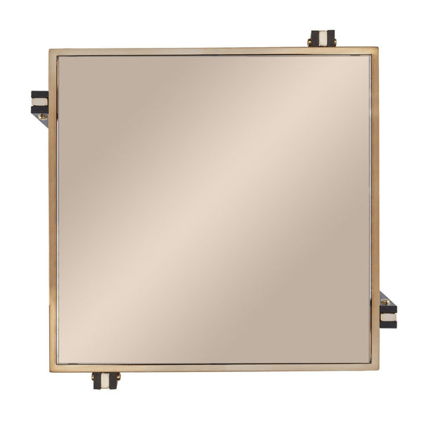 HomeRoots 24" Chic Champagne Glass End Table with Mirrored Surface & Shelf for Modern Living Spaces 402492