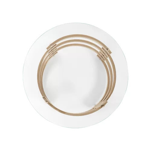 Homeroots 21" Champagne Glass And Iron Round End Table   402494